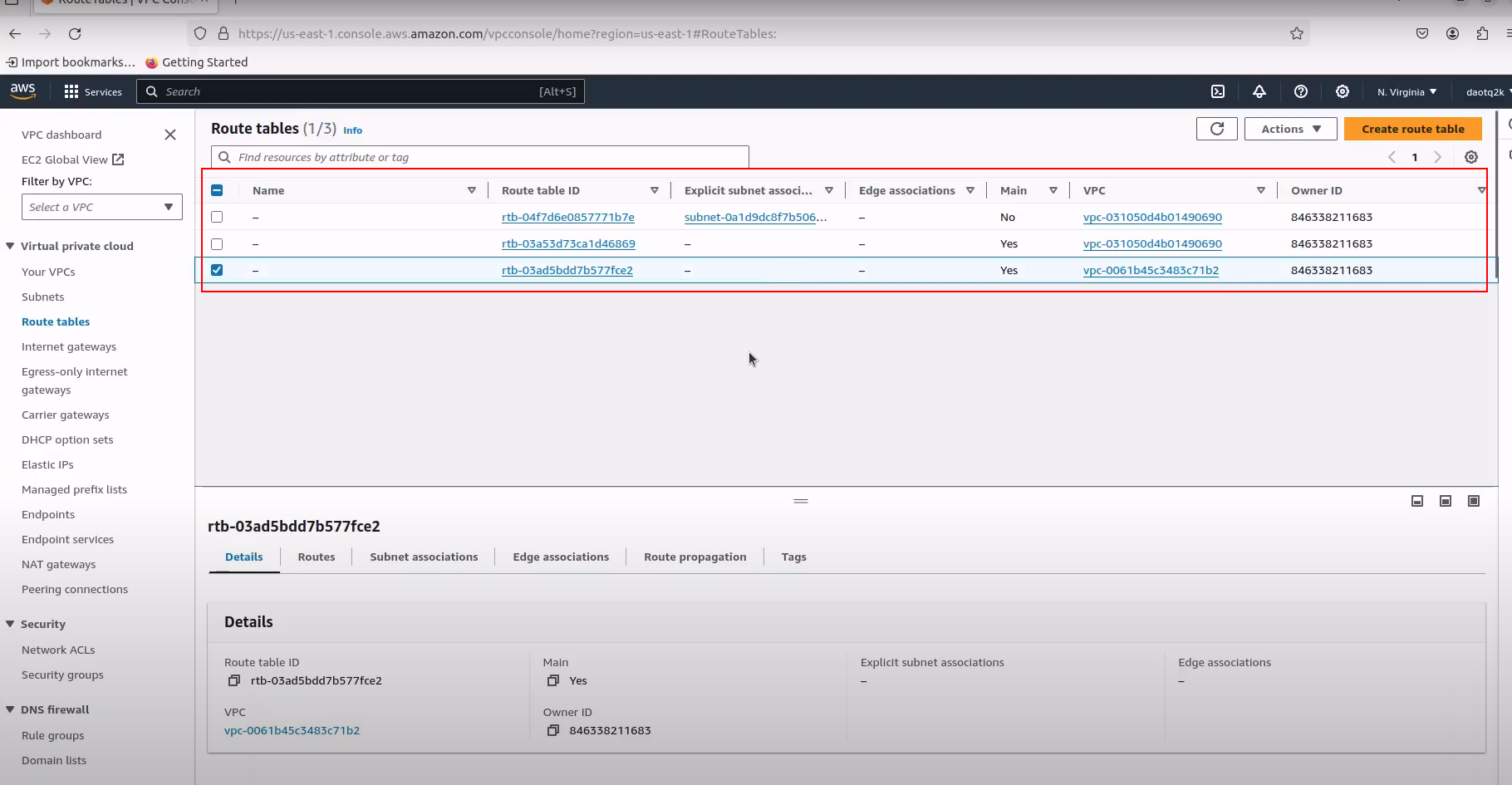 Subnet created from terraform