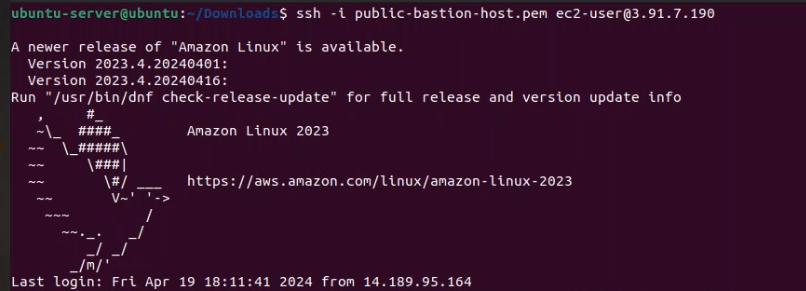 SSH Successfully to Bastion Host