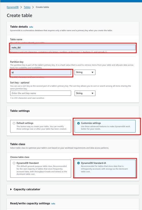 Create DynamoDB